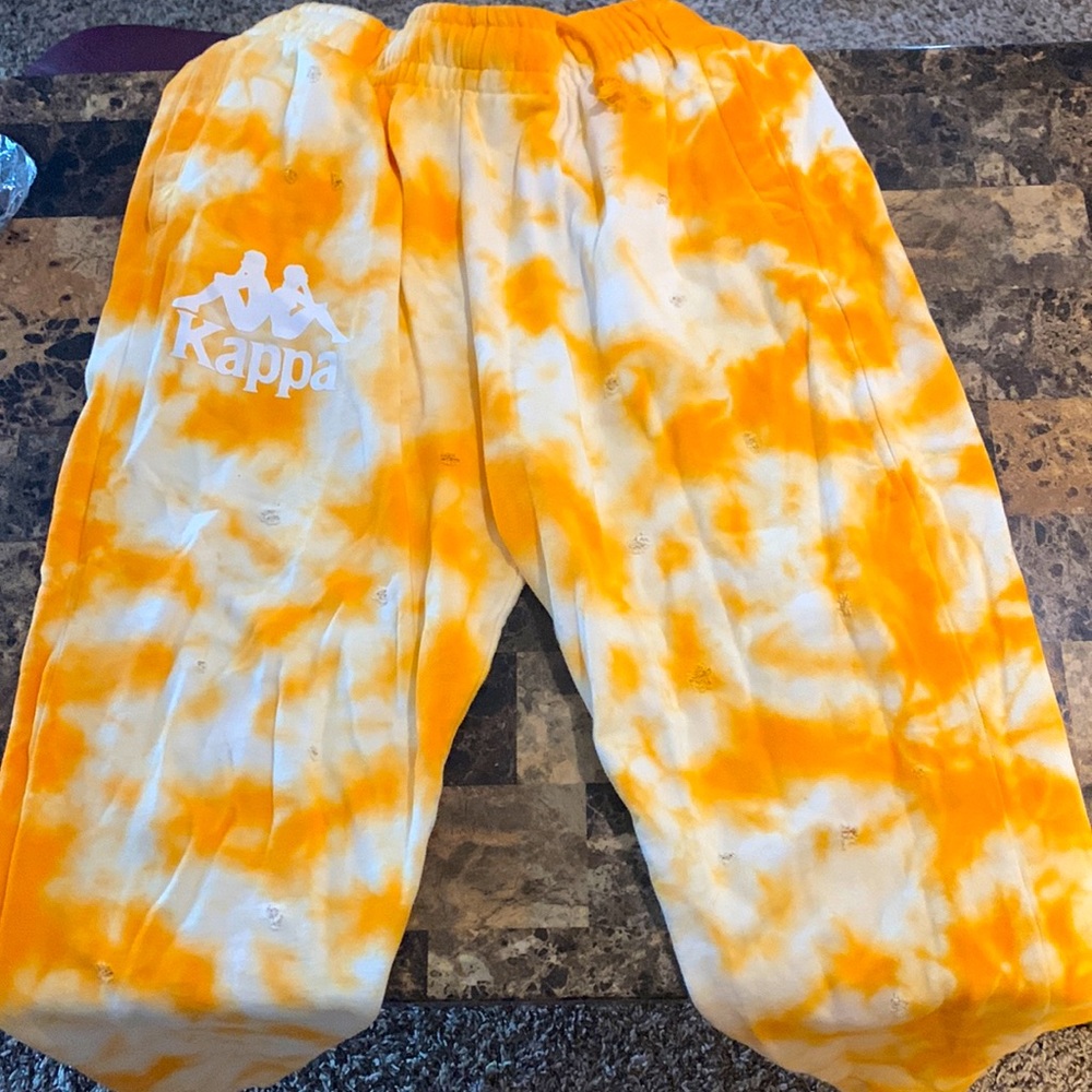 Orange Tie-Dye Distressed Kappa Sweatpants